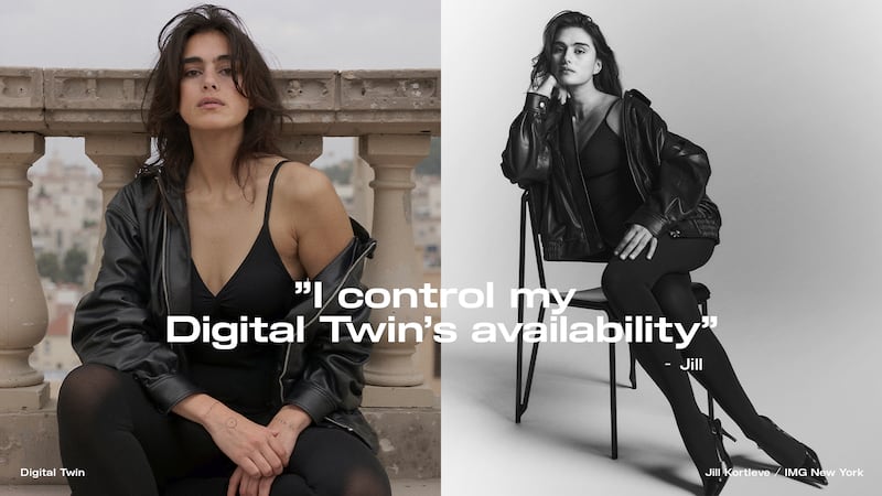 Model Jill Kortleve and her digital twin.