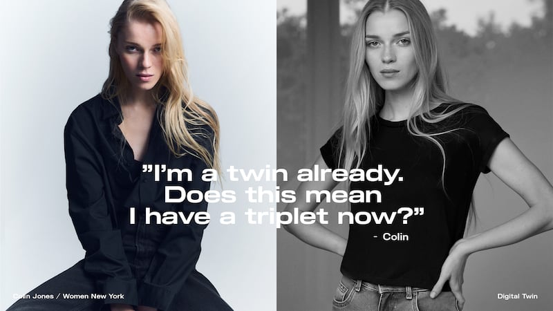 Model Colin Jones and her digital twin.
